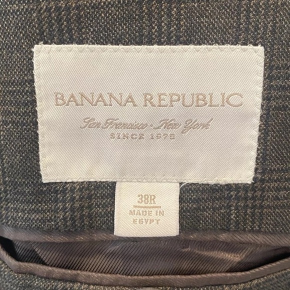 Banana Republic Men's Brown Windowpane Plaid Wool Sport Coat Size 38R (BS) - Picture 8 of 10